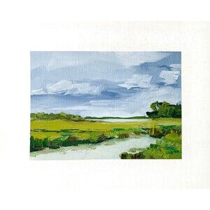 8x10 Original Oil Painting Marsh Landscape Cloud Impressionist Lowcountry Signed